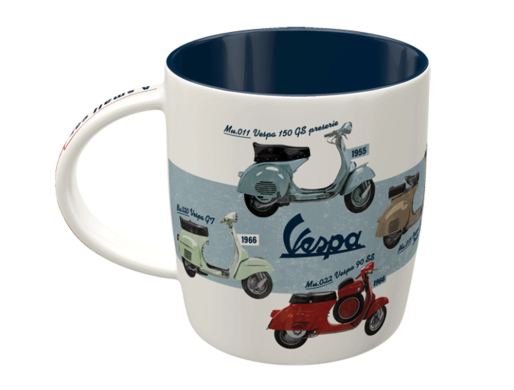 Tasse mit Motiv Vespa - Model Chart Motorroller bunt